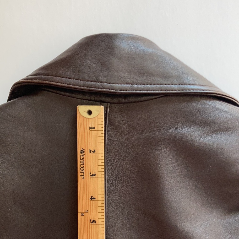 Chocolate Brown Leather Belted Jacket - Picture 5 of 16